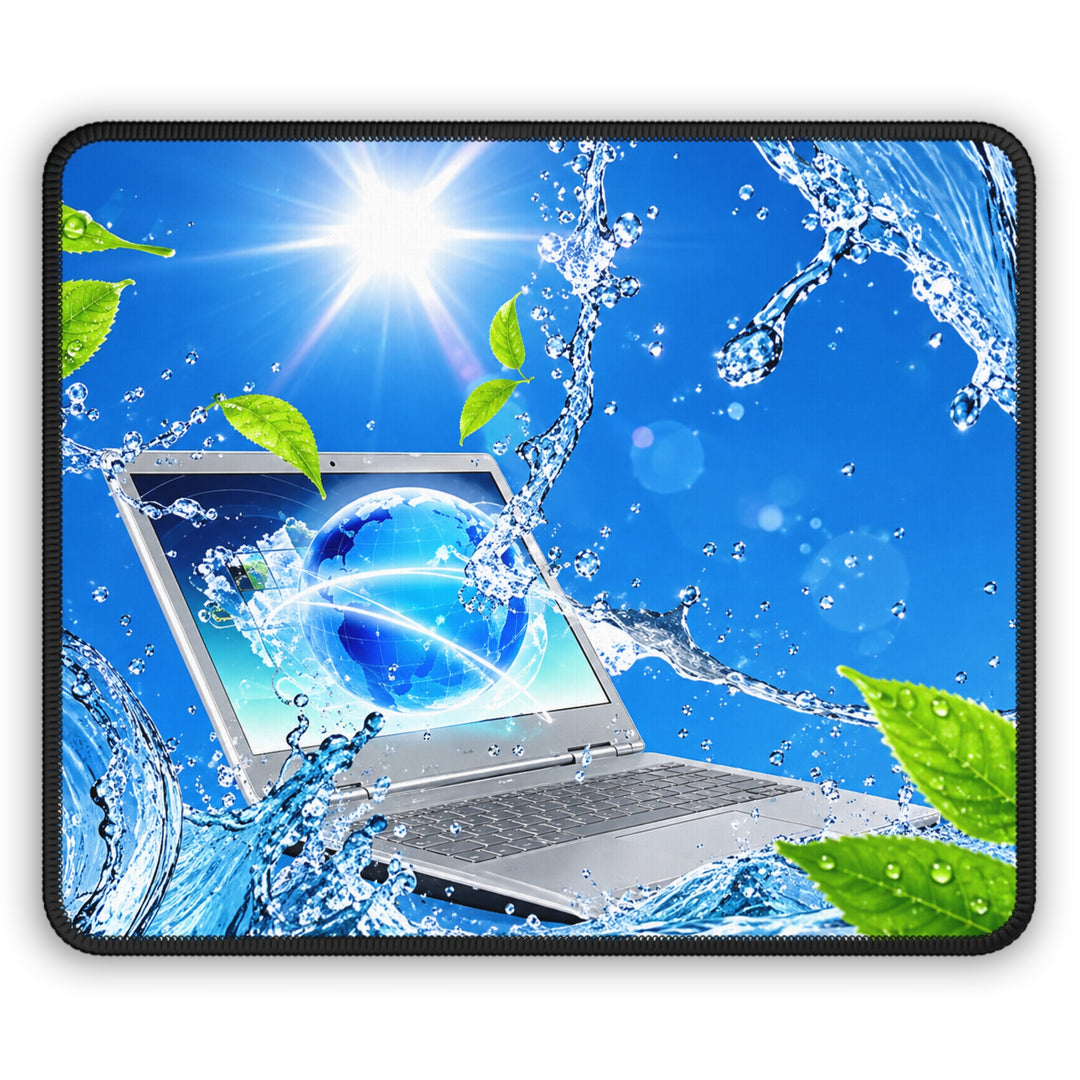 Frutiger Aero Y2K Blue Water & Earth Laptop Mouse Pad