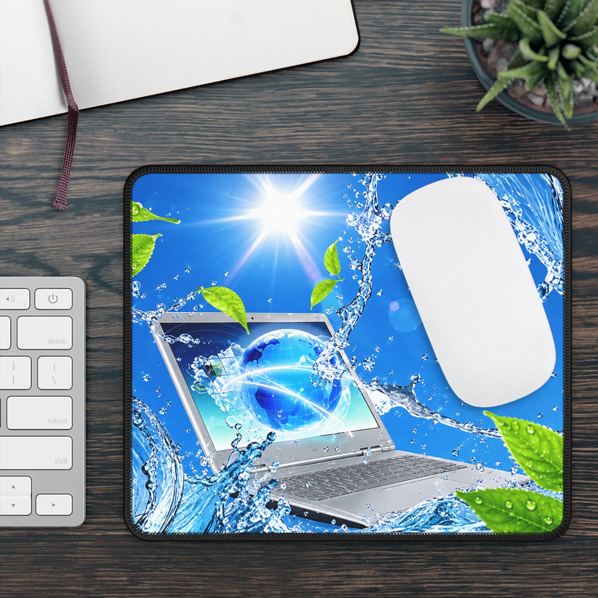 Frutiger Aero Y2K Blue Water & Earth Laptop Mouse Pad