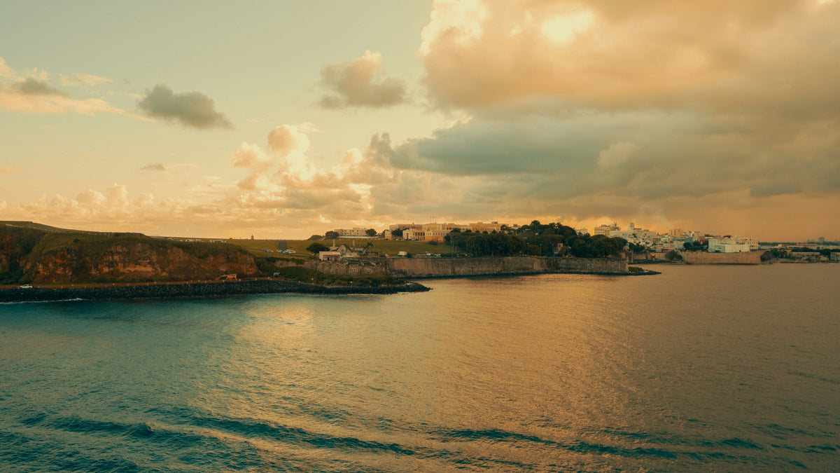 Golden sunset over the bay and Old San Juan